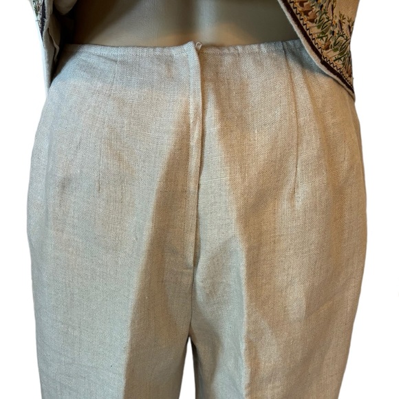 Donna Morgan Beige Linen Embroidery Pant Set - Picture 11 of 11